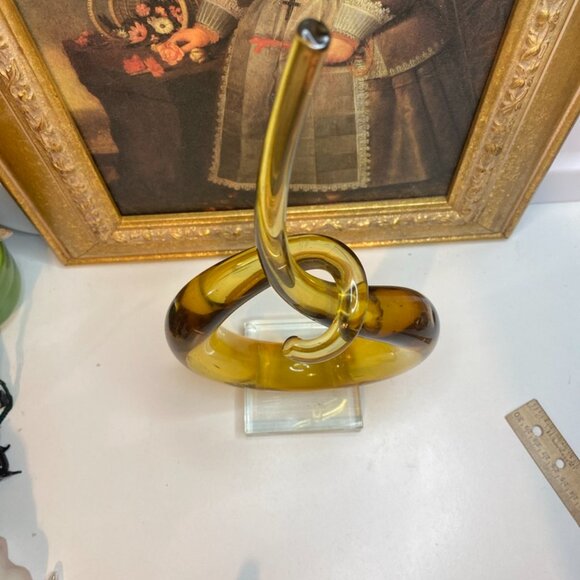 Murano Vintage Amber Art Glass LOVE KNOT Swirl Abstract Sculpture 13” Tall - Picture 2 of 10